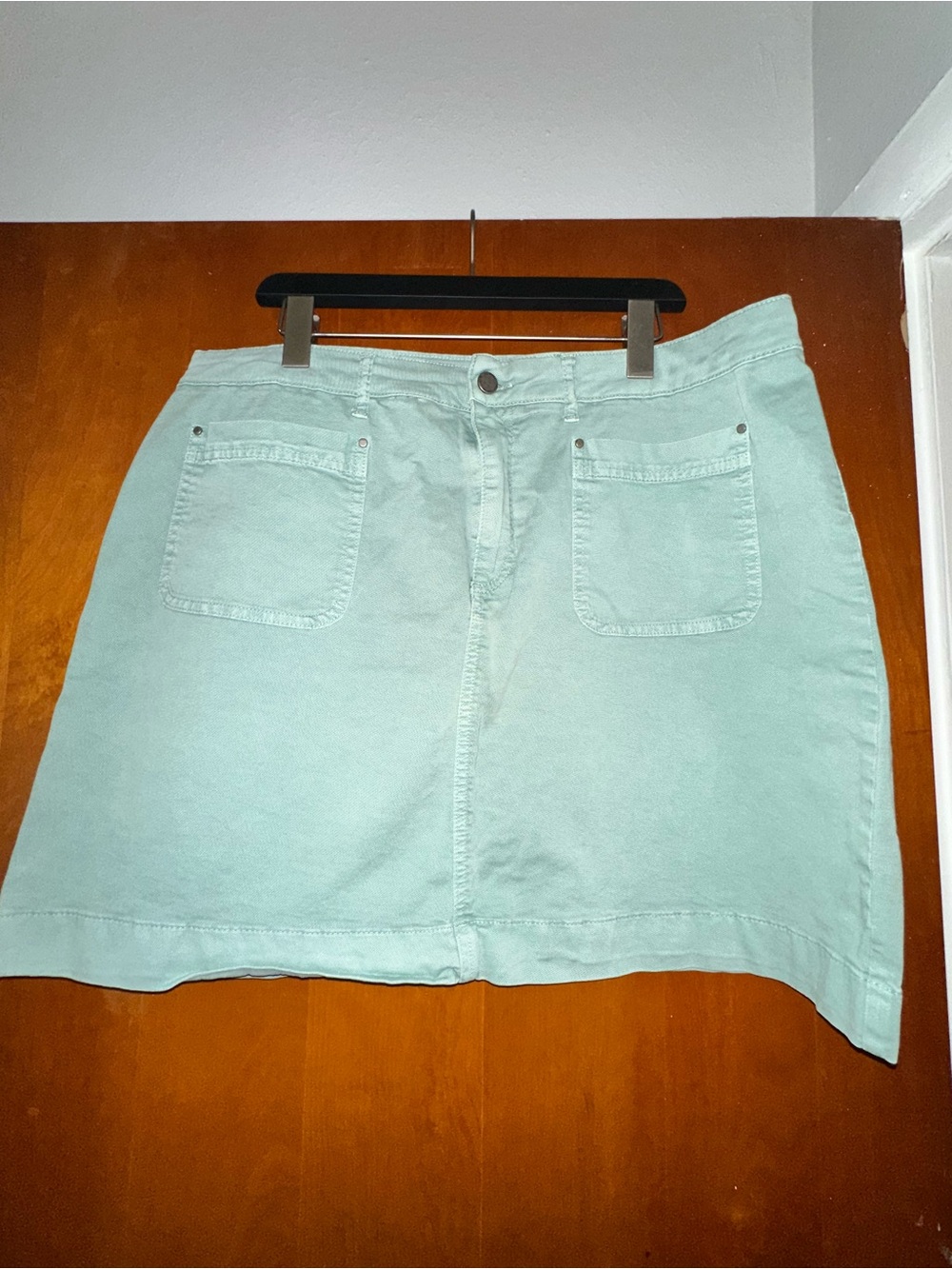 Boden Mint Green Front-Pocket Denim Skirt